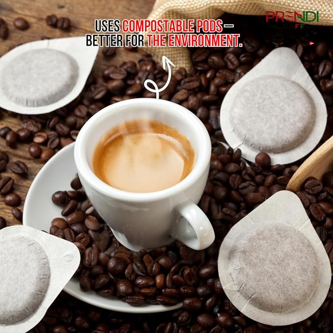 ESE Pod Espresso Machine – Spinel Pinocchio Coffee Maker for 44mm Paper Pods, Made in Italy, Compact Automatic Espresso Machine for Home & Office, Includes 150 Free ESE Pods (100 Classic + 50 Decaf)