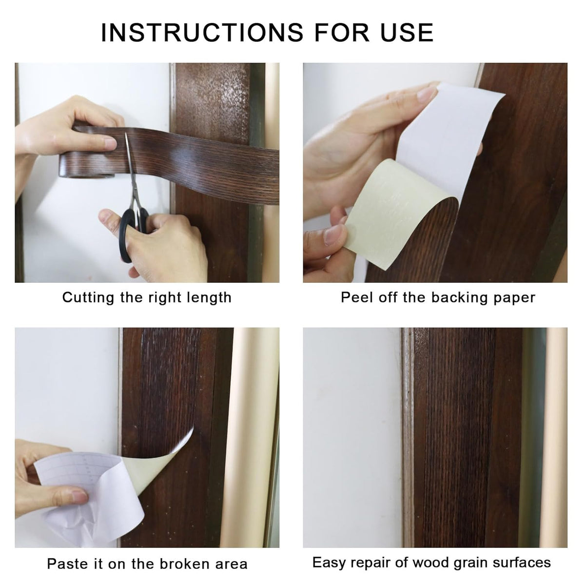 BOMEI PACK Wood Grain Repair Tape,Self Adhesive Repair Patch for Furniture, Floors, Cabinets, Windows, Doors, RV, Home Decor and DIY Projects (2, Walnut)