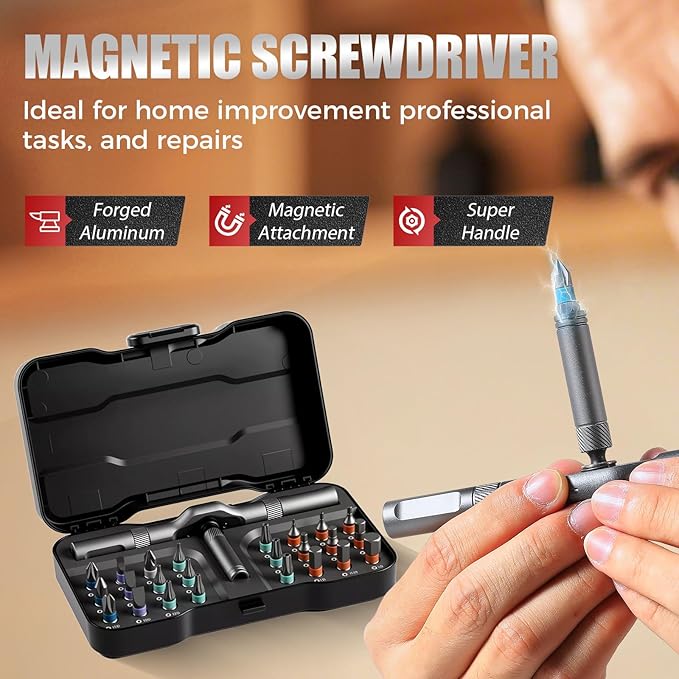 24 In 1 DIY Screwdriver Set Magnetic, 2025 New Multi Bit Screwdriver Sets Portable, Precision Screwdriver Kit Durable, Toolbox Screwdriver Set Suitable for Home Repair (2)