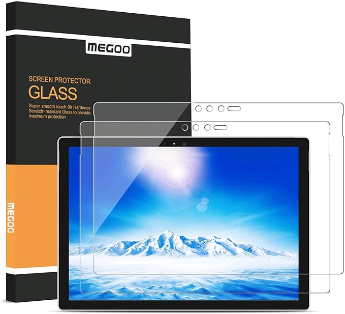 Megoo [2-Pack Screen Protector for Surface Pro 6, Friendly Touching/Easy Installation/High Sensitivity/HD Clear Tempered Glass, Compatible for Microsoft New Surface Pro 6 Pro 5/4 12.3 Inch