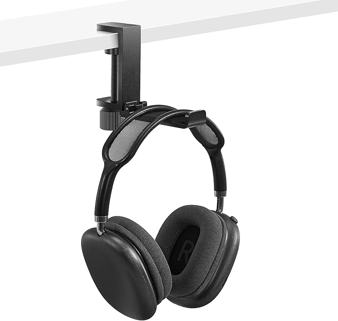blingwider Metal Heavy Duty Foldable Headphone Holder for Desk, Headset Stand for Desk,Backpack Holder Hook for Desk,Bag Hook Under Desk,Clamp Hook for Desk Attachments,Black