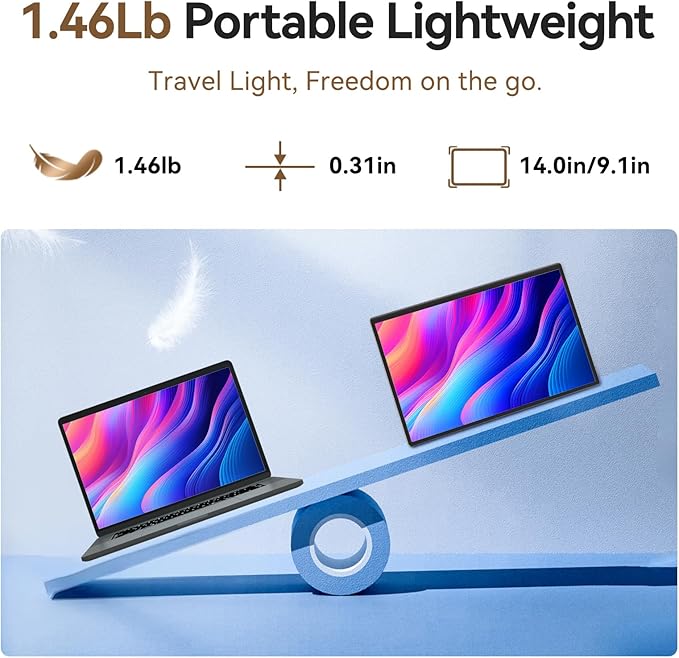 Larksmile 16” Portable Monitor - 2.5K QHD Laptop Screen Extender IPS Screen 100% sRGB External Portable Display with Stand Travel Monitor for PC Windows MAC Switch Phone Xbox PS4/5