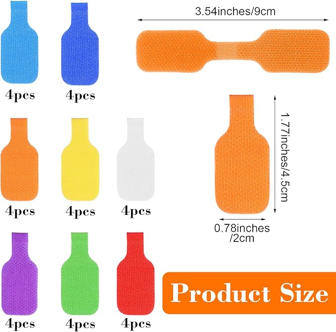 32PCS Cable Cord Labels Tags Large Size Multicolored Write on Wire Label for Electronics Organizing Wires and Identification, Reusable Multiple Uses Handwriting Cable Markers Tag(8 Colors)