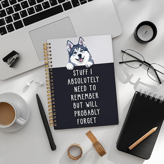 LIANGW Funny Husky Notebook Journal Gifts for Women & Men, Gifts for Husky Lovers Notebooks, Funny Gifts for Coworkers, Hardcover Spiral Notebook 5.5x8.3 Inch