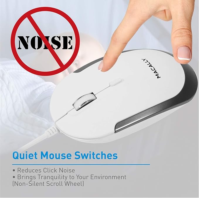 Macally Ultra Slim Wired Computer Keyboard and a Silent Wired Mouse, Ultimate Apple Accessories