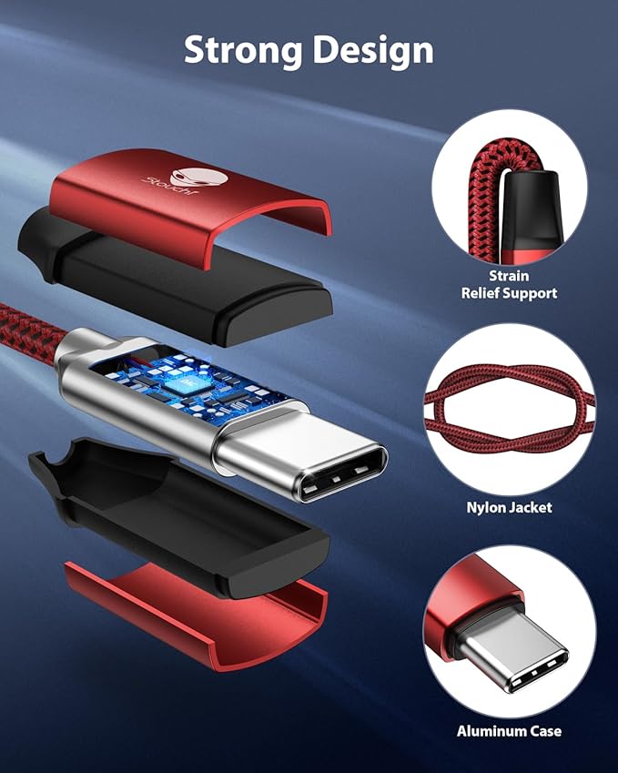 Stouchi USB C to 3.5mm Dongle Adapter, Type C Headphone Audio Jack Cable Cord Hi-Fi DAC Chip for iPhone 17/16 /15, Pixel 9/8 /7/6, iPad, Samsung Galaxy S25 S24 S23 Ultra (2, Red, 0.38ft*2)