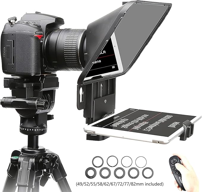 Desview T3 Teleprompter Teleprompter with Remote Control Work with iPad/Tablet/Smartphone up to 10 inch High Display Mirror Support Wide Angle Lens Great Partner for Live Streaming