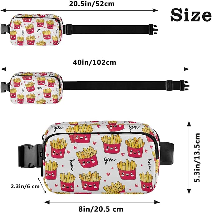 Kawaii Potato Franch Fries Fanny Pack for Women Men Water Resistant Fashion Waist Packs with Adjustable Strap Belt Bag for Travel Workout Jogging Hiking 21219321