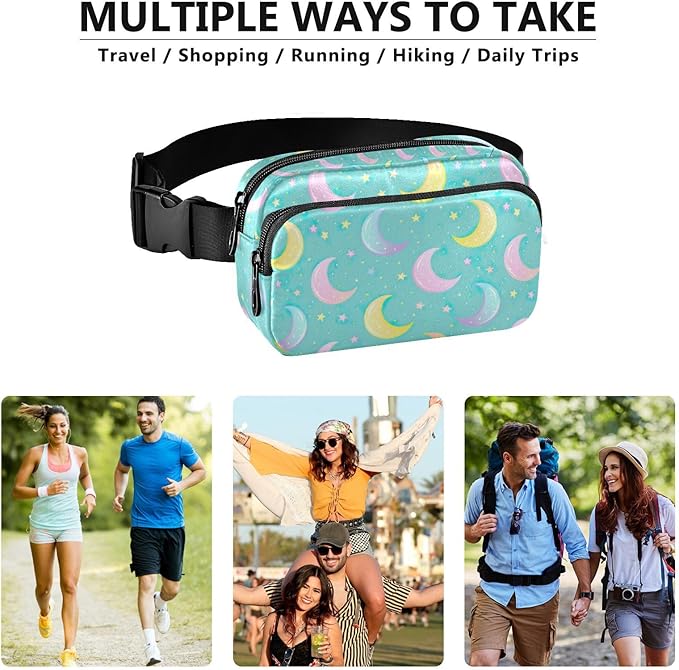 Gradient Moons Star Fanny Pack for Women Men Water Resistant Fashion Waist Packs with Adjustable Strap Belt Bag for Travel Workout Jogging Hiking 21219047