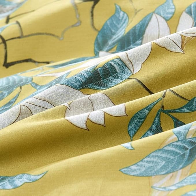 LifeTB Vintage Floral Duvet Cover Set Queen 3 Pieces Birds Flowers Pattern Duvet Cover Luxury Soft Cotton Floral Comforter Cover Garden Style Bird Flowers Bedding Set Queen Size Breathable