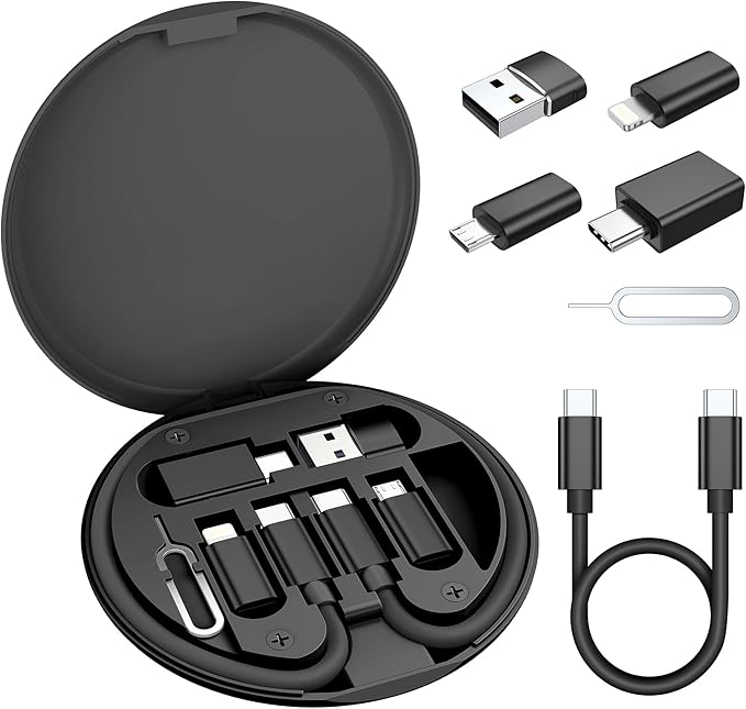 Elebase Multi USB Charger Adapter Kit,Micro USBC Adaptor with 1Ft 100W Charging Cable,Type C to USB 3.0 OTG Converter,USB C to iOS,Portable Box Bag for iPhone 17 Air 16 15 Max Pro,Samsung Galaxy S25