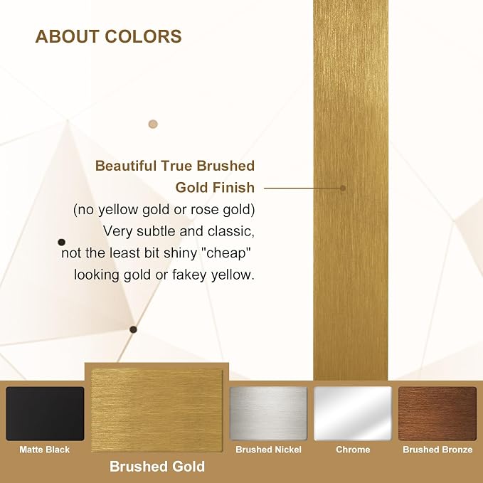 ANDY STAR 24x40 Inch Gold Bathroom Mirror, Stainless Steel Metal Frame with Rounded Corner, Rectangle Glass Panel Wall Mounted Mirror Decorative for Bathroom
