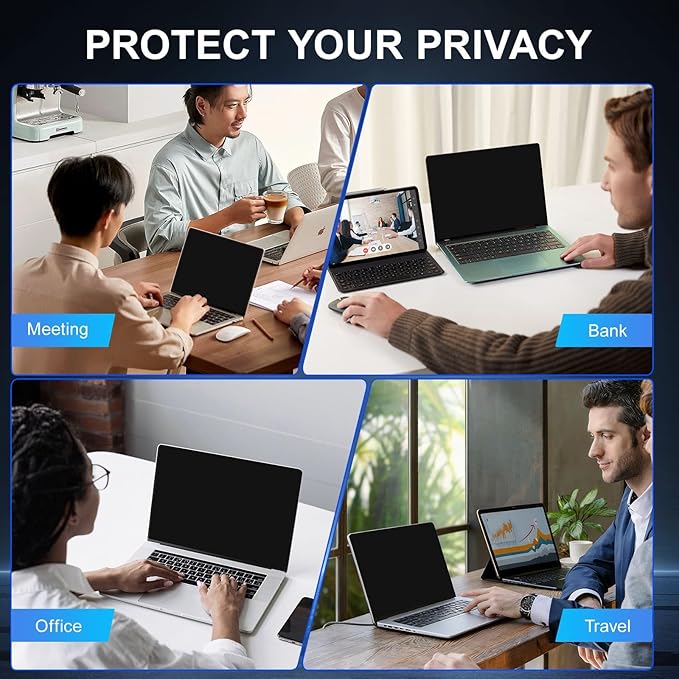 GUDTEKE 2Pack Magnetic 15.6 Inch Laptop Privacy Screen 16:9 Aspect Ratio, Removable Anti-Blue/Glare Protector Film, Anti Spy Desktop Security Private Filter 15.6in