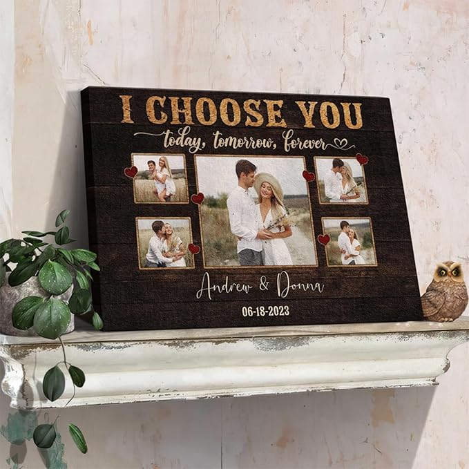 Dem Canvas Personalized Canvas Prints, Custom Photo And Name, I Choose You Forever, Wedding Gifts For Couple Anniversary Wedding Gift For Couples Canvas (30x20)