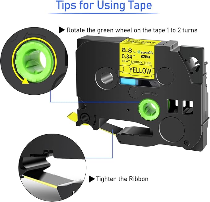 3 Pack Compatible for Brother Ptouch HSe-621 HSe621 HS-621 HS621 Black on Yellow 8.8mm 0.34'' Heat Shrink Tubing Label Tape for Wire Cable use in PT-E300 E500 E550W P750WVP