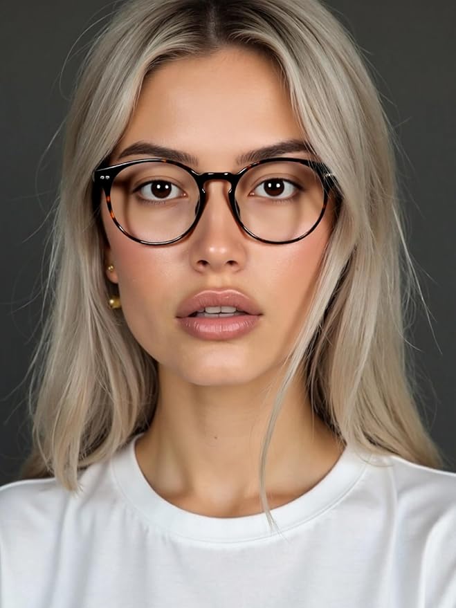 Icesor Round Blue Light Blocking Glasses Lightweight Chic Frame Anti Eye Strain Protection Computer Gaming for Women and Men