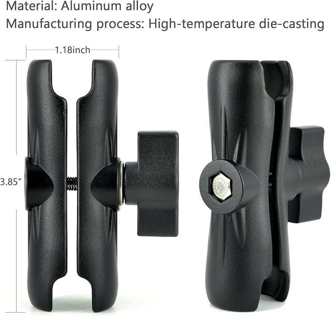 VAUBORTTI Aluminum Arm Heavy Duty Tablet Mount Drill Base - for 6.5"-12.9" Tablet iPad Pro/Mini, iPad Holder for Truck, Car,Dashboard,Desk,Wall-Swivel with 1 inch/25mm Ball Joint