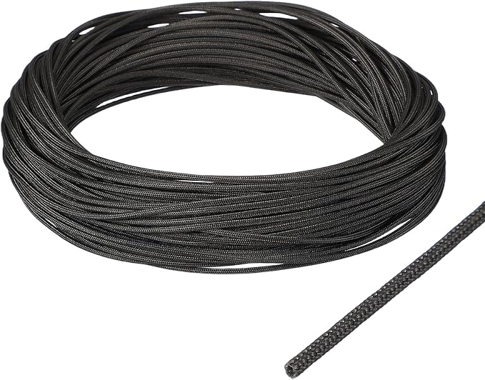 uxcell Insulation Cable Protector,1mm/0.04 Inch-30m/98 Feet High Temp Fiberglass Sleeve Black