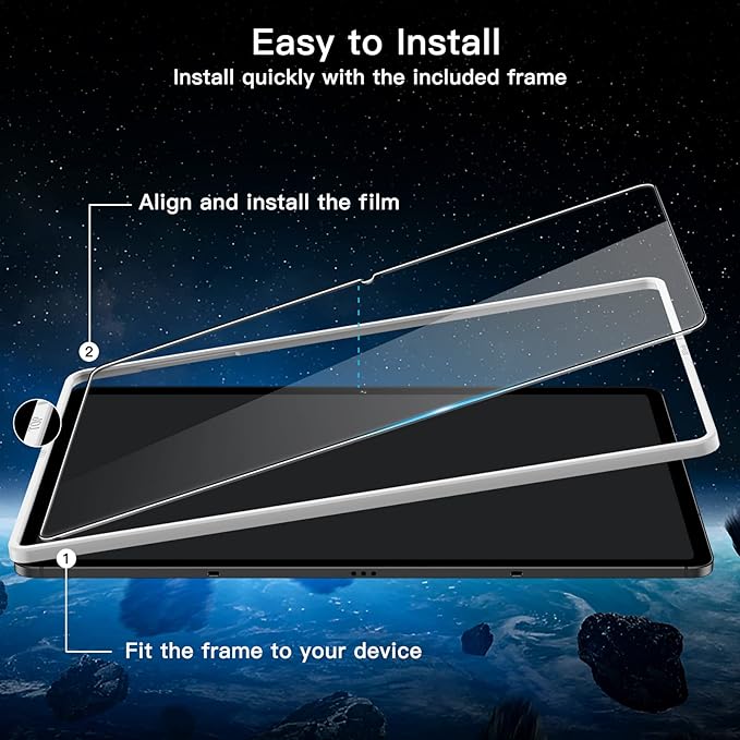 JETech Screen Protector for Samsung Galaxy Tab S8 Plus 2022 / Tab S7 FE 2021 / Tab S7 Plus 2020 12.4-Inch with Easy Installation Frame, Tempered Glass Film, HD Clear, 2-Pack