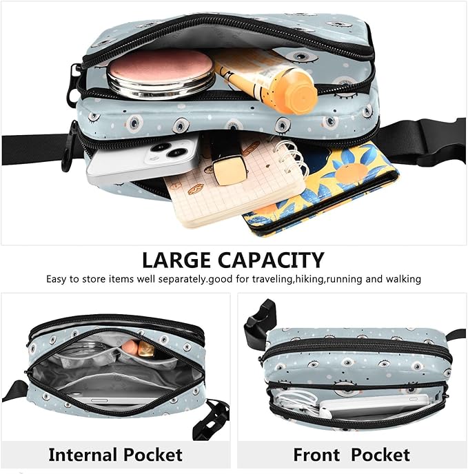 Cute Eyes Fanny Pack for Women Men Water Resistant Fashion Waist Packs with Adjustable Strap Belt Bag for Travel Workout Jogging Hiking 21220514
