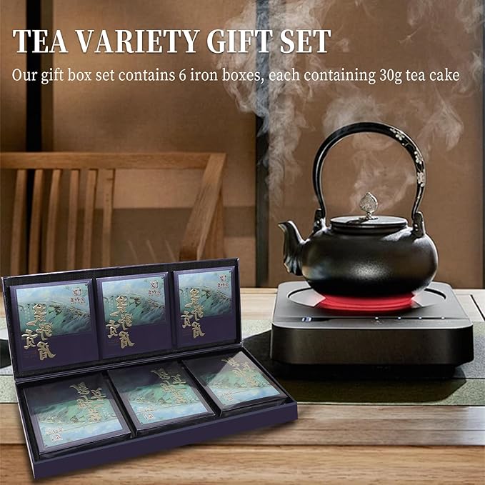 Organic White Tea Cake - White Organic Tea 6 Boxes Gift Set Cakes - 2023 Harvest Hand Picked, 6.34oz / 180g Chinese Fujian Ancient Gongmei Tree Premium Gifts for Home, Office,Camping Drinking