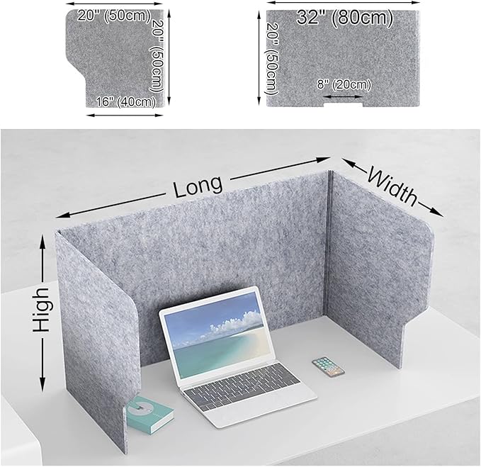 LIGUOYI Desk Partition Sneeze Guard 24, 32, 39″W X 20″H X 20″D Privacy Panel Desktop Soundproof Divider, Portable No Installation Required Classroom Privacy Screen, for Office Classroom Studying Room