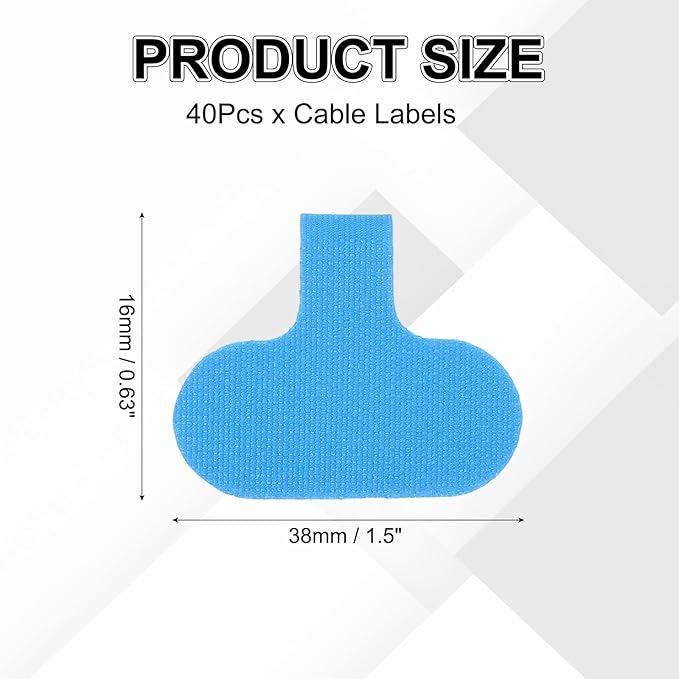 uxcell Cable Labels, 40Pcs Waterproof Cable Tag Writable Wire Labels Self-Adhesive Wire Tags Reusable Hook & Loop for Electronics Computer Cord Management Identification, Light Blue
