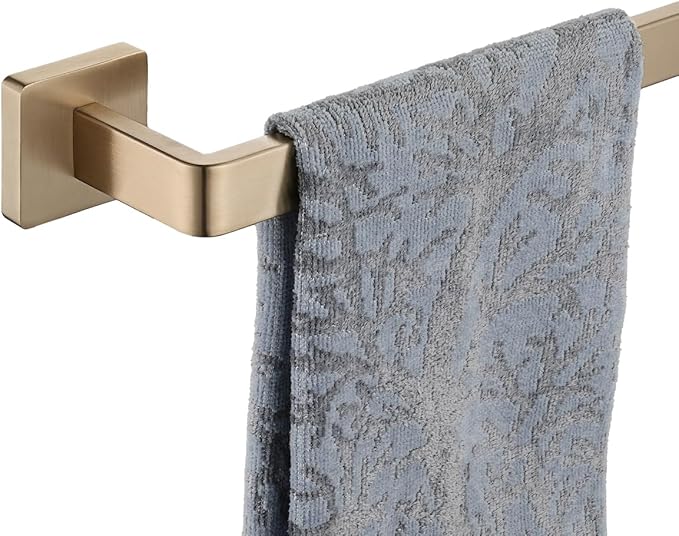 JQK Champagne Bronze Towel Bar, 24 Inch 304 Stainless Steel Thicken 0.8mm Towel Rack Bathroom, Towel Holder Wall Mount, Total Length 26.41 Inch, TB250L24-CB