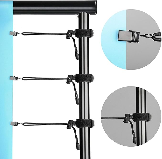 SLOW DOLPHIN Photo Video Studio 20ft (Wide) x 10ft (Tall) Heavy Duty Adjustable Width & Length Photography Backdrop Stand Background Support System Kit with Spring Clamps , Backdrop Clips, Carry Bag