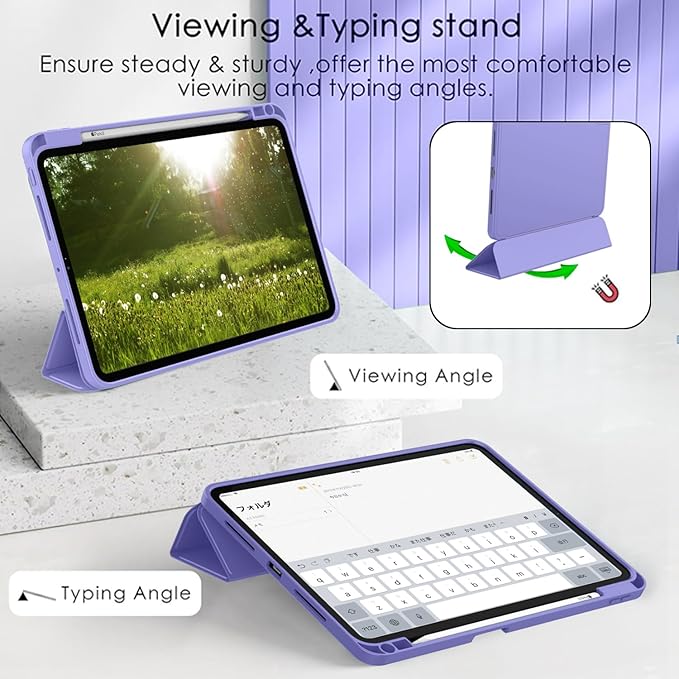 ZryXal iPad Pro 11 Inch Case (M5) 2025/ (M4) 2024 (Model: A2836/A2837/A3006), Trifold Stand Smart Cover with Pencil Holder and Soft TPU Back, Auto Wake/Sleep (Slate Blue)