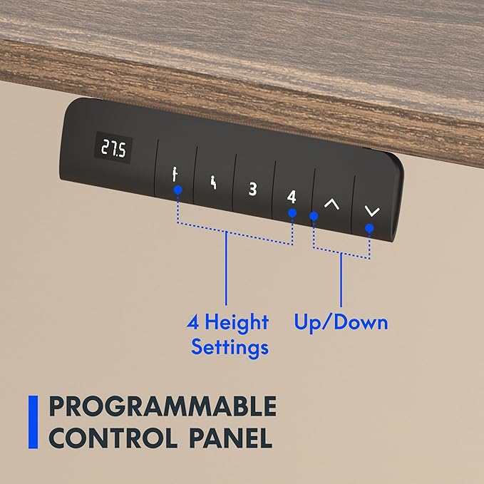 FLEXISPOT E3 Dual Motor Electric Standing Desk 48 x 30 Sit Stand Up Desk, Holds 220 lbs, Adjustable Height w/Memory Presets, One-Piece Brown Wood Grain Desktop & White Frame, Ships in 2 Boxes