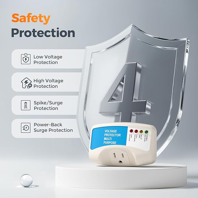 Refrigerator Surge Protector Outlet, TESSAN Single Outlet Extender for Home Appliances, Wall Plug with Voltage Protector, Surge Protection for TV, Freezer, Ice Maker, Washing Machine, 1800W, 15A, 120V