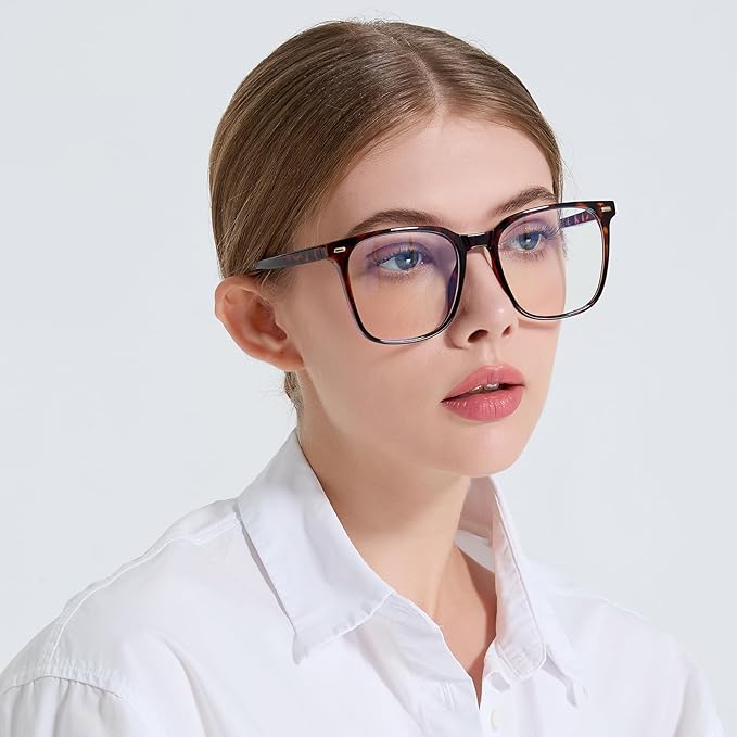 MACJERO Oversized Square Blue Light Blocking Glasses for Women Men, Anti-Fatigue Computer Monitor Gaming Glasses Reduce Eye Strain(((Brown Tortoise)