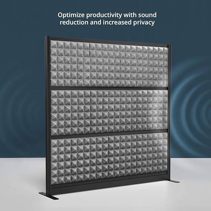 Stand Up Desk Store Studio Modular Wall and Sound Absorbing Room Divider | Sound Dampening Acoustic Panels for Office Cubicle | Noise Reduction and Noise Canceling Office Partition (70'' x 70'')