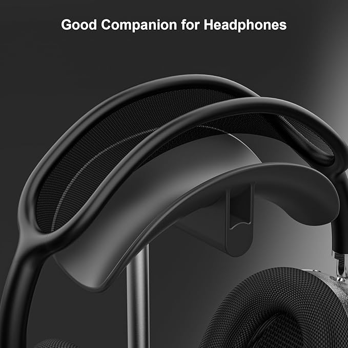 SHUOSUO Headphone Stand, Headset Holder with Solid Base for Desk, Compatible with AirPods Max, Beats, Bose, B&O, Sony, Sennheiser, Gaming, etc (Black)