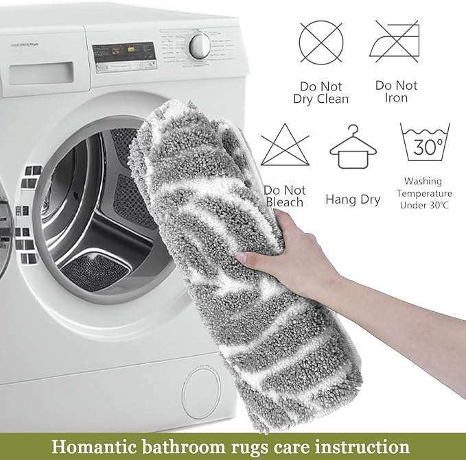 Gray Toilet Rug - U-Shaped Grey Bath Mat Tropical Leaf Bath Rugs Non Slip Washable for Bathroom Floor, Cute Bathmat Restroom Rug, Plant Absorbent U Shape Bathroom Mats Botanical Home Decor 20" x 24"