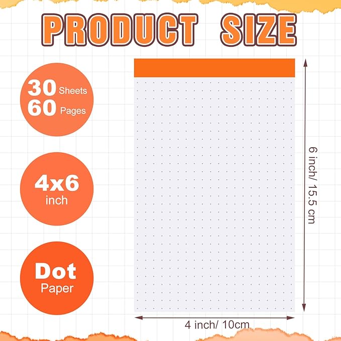 Tenceur 8 Pack Grid Paper Pad 4 x 6 Inch Graph Paper Pad, Graft Paper 30 Sheets Graph Ruled Grid Pad Notebook Notepads Memo Pads Math Grid Note Pad Scratch Pads Assorted Colors(Dot Grid)