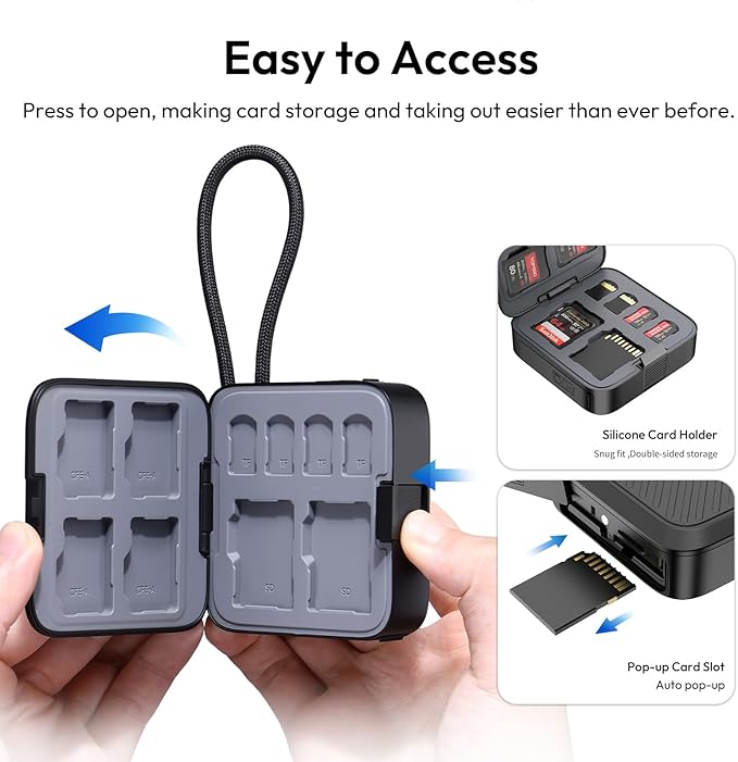 ULANZI CRC10 3-in-1 SD Card Reader Case & Holder, 13-Slot Storage for CFA/SD/TF Cards, USB 3.2 Gen2 10Gbps High-Speed Transfer, Aluminum Alloy Body, Type-C Compatible with Windows/Mac/iOS/Android