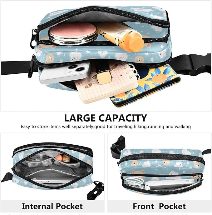 Cute Bear Clouds Stars Fanny Pack for Women Men Water Resistant Fashion Waist Packs with Adjustable Strap Belt Bag for Travel Workout Jogging Hiking 21219789