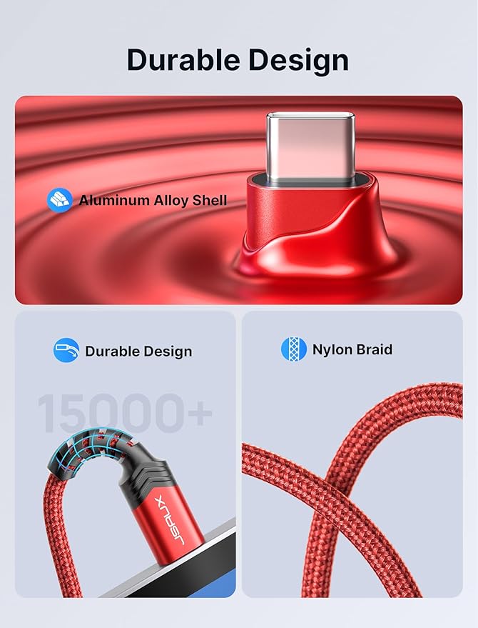 JSAUX USB Type C to 3.5mm Female Headphone Jack Adapter, USB C to Aux Audio Dongle Cable Cord Compatible with iPhone 15 Pro Max/15 Pro/15 Plus, Samsung Galaxy S23/S22/S21 Ultra, iPad Pro, Pixel -Red