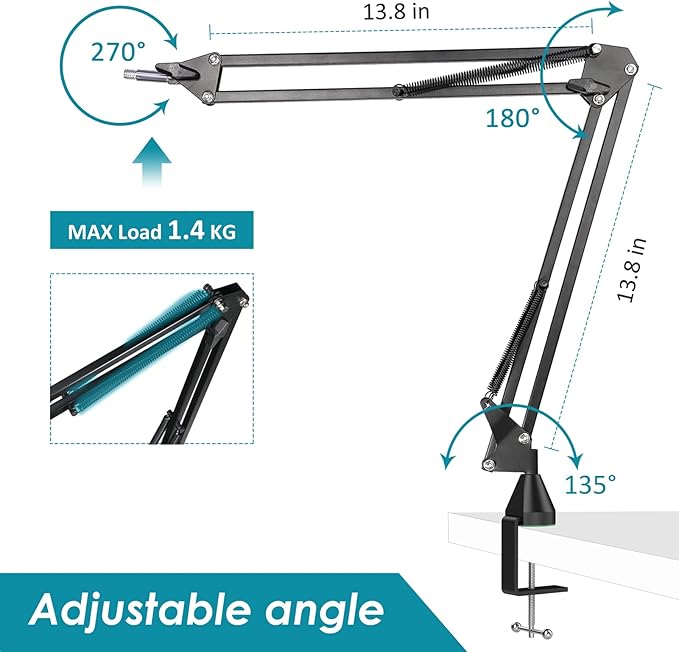 YOUSHARES Razer Seiren X Wall Mount Boom Arm - Wall Mount Microphone Holder for Razer Seiren X Mic, Vertical Surface Mount and Freely Swiveling Metal Wall Mount Clip Suitable for Saves the Desk Space