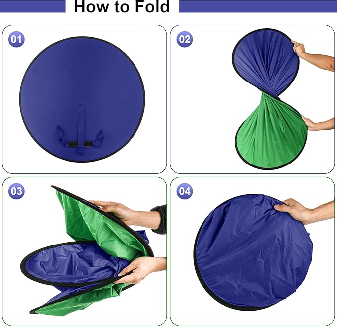 Cosmos 1 Pc Blue Screen Backdrop 43 in / 110 cm Diameter Foldable Portable Photography Background Green Screen Chroma Key Backdrop for Photography Photo Video Studio, Live Streaming, Video Meeting