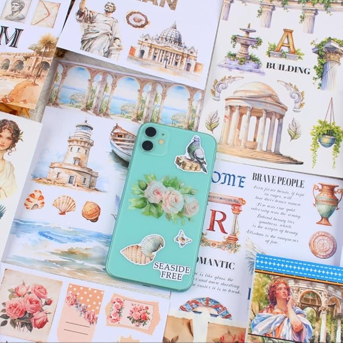 Dwpetzo Vintage Ancient Greece Mythology History Stickers Scenery Book, 20 Sheets Pre-Cut Junk Journaling Artistic Stickers for Scrapbooking, Albumn, Bujo, Scrap Book, DIY Craft Art Decor