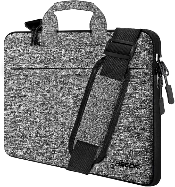 Hseok Laptop Shoulder Bag 15 15.6 16'' Briefcase, Compatible With MacBook Pro 16 inch 2025-2019 M4 M3 M2 M1, Mac 15.4", XPS 15 and Most 15-16'' Notebooks, Spill-Resistant Handbag,Dark Gray & Black