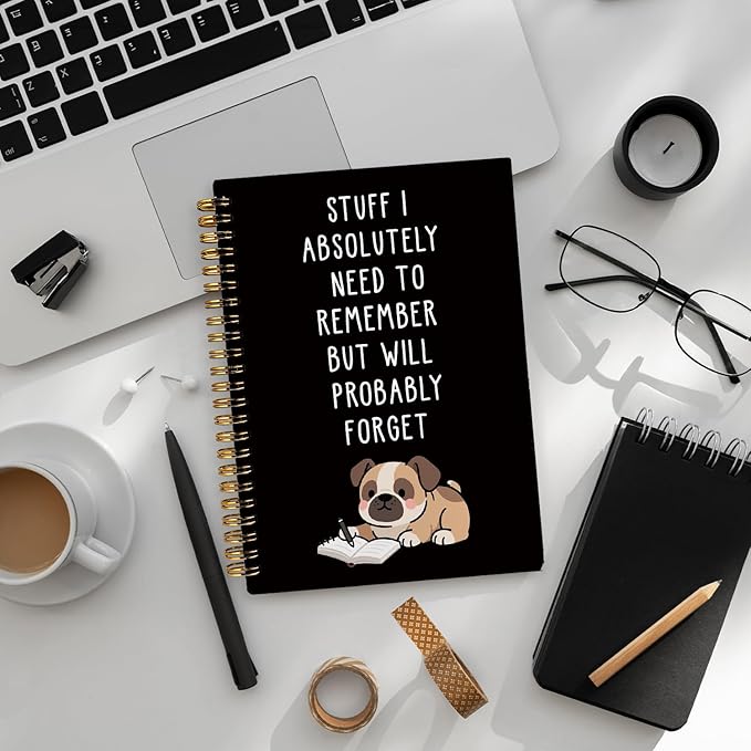 LIANGW Funny Boxer Dog Notebook Journal Gifts for Women & Men, Gifts for Boxer Dog Lovers Notebooks, Funny Gifts for Coworkers, Black Hardcover Spiral Notebook 5.5x8.3 Inch