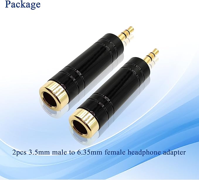 Voluty Tek 6.35MM Female to 3.5MM Male Headphone Adapter 1/4 to 1/8 Audio Stereo Adapter for Headphone 2PCS