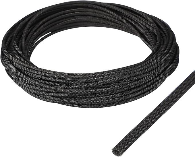 uxcell Insulation Cable Protector,2mm/0.08 Inch-15m/49 Feet High Temp Fiberglass Sleeve Black
