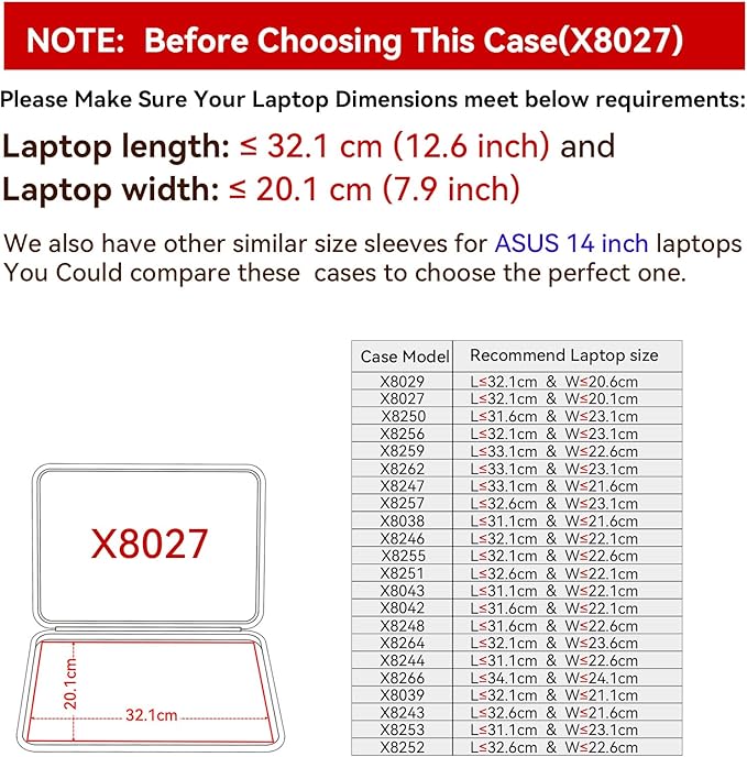 Smatree Hard EVA Protective Sleeve Case Compatible for 14 inch ASUS Expertbook B9 (B9450), for 14 inch ASUS Chromebook Flip C434 Laptop Notebook Bag (X8027)