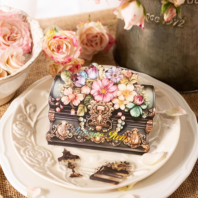 MiyouLuna 240Pcs PET Scrapbook Stickers Vintage Floral Designs for Scrapbooking DIY Crafts Waterproof Journaling Supplies Junk Journal Ephemera with Storage Organizer