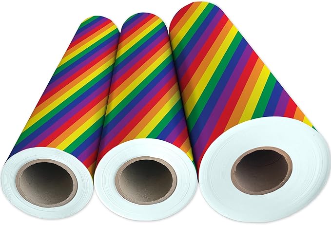 Jillson Roberts Bulk Gift Wrap, Everyday Gift Wrapping Supplies, Rainbow Stripe, 1/2 Ream 417 feet x 24 inches